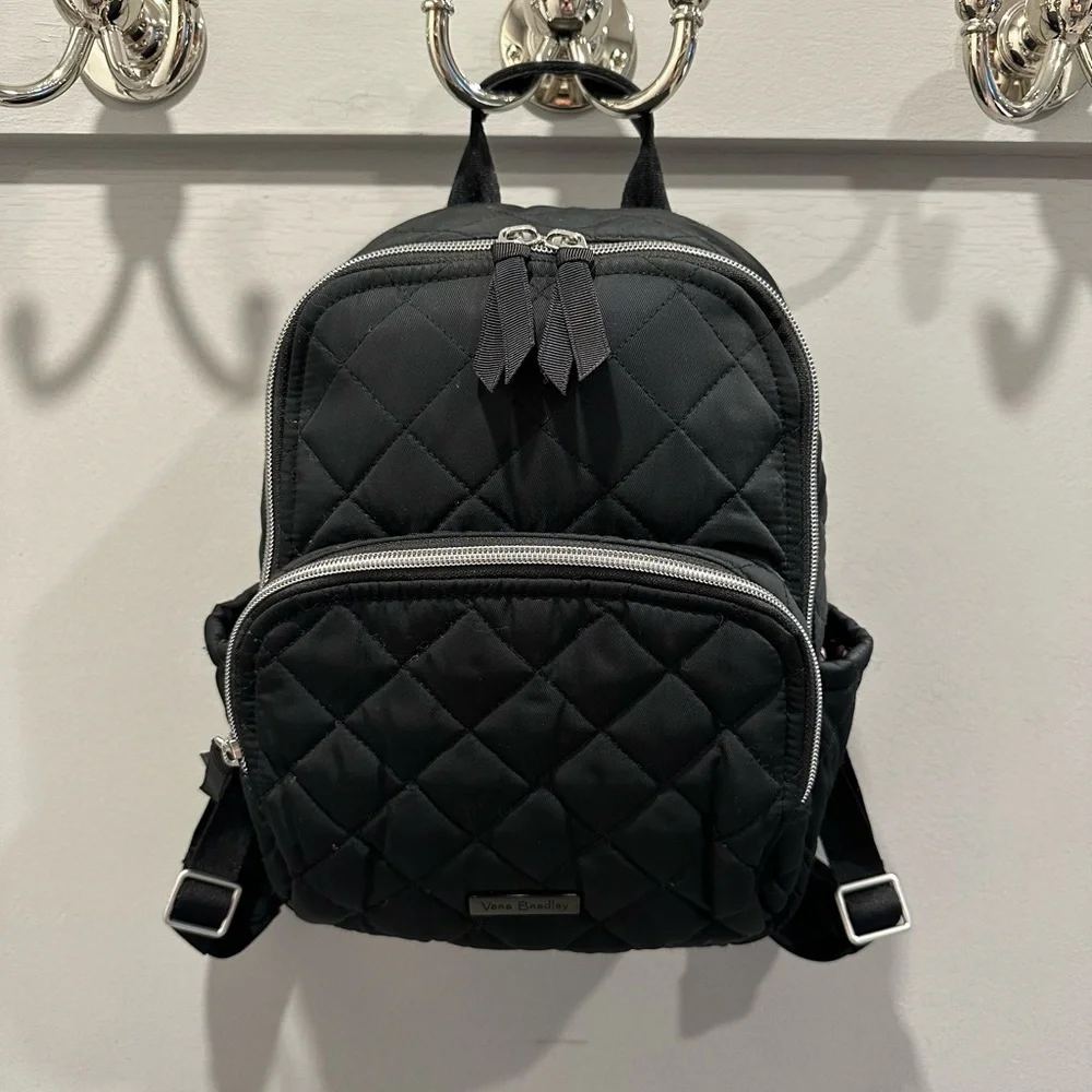 Vera Bradley Black Small Backpack in Performance Twill
